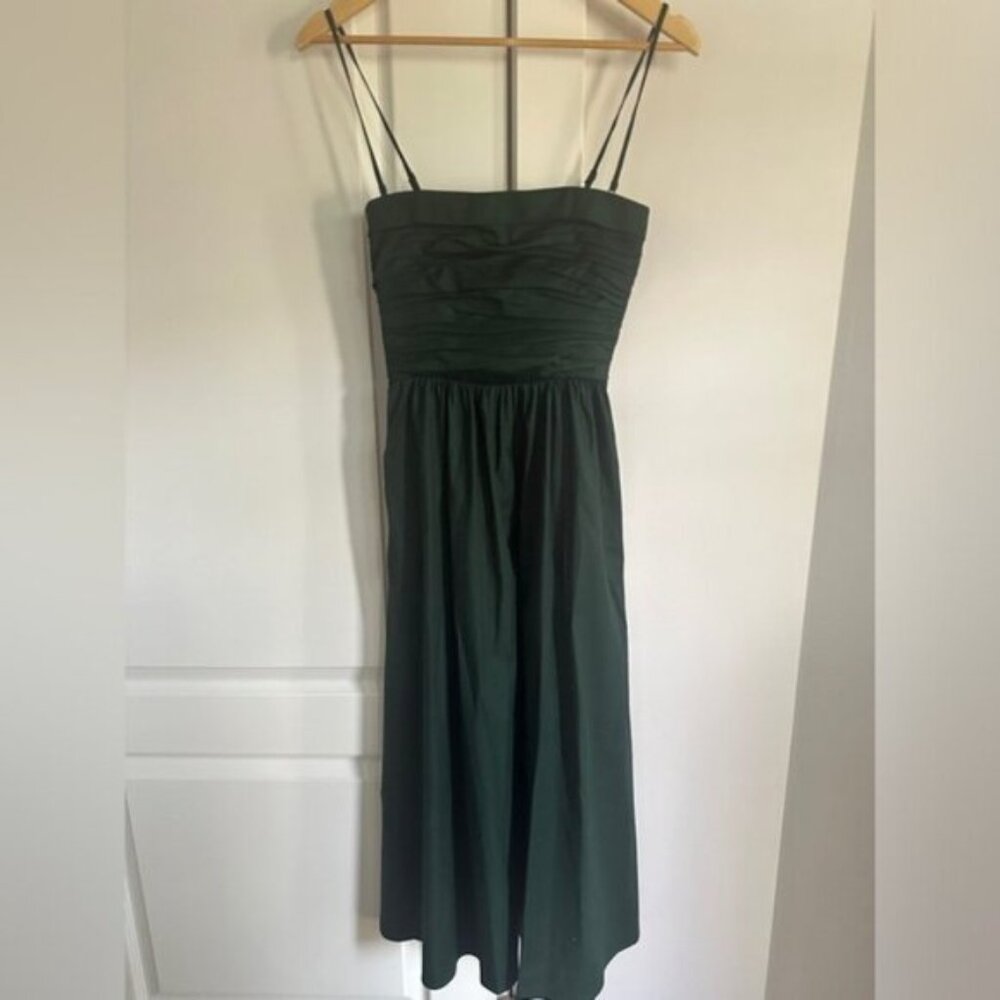 NEW Reformation Lissa Cotton Midi Dress Forest Dark Green Removable Straps sz 4 - Picture 6 of 14
